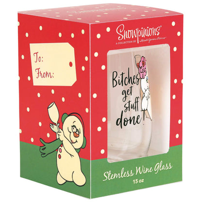 Snowpinions B's Get Stuff Done Wine Glass, 15 Ounce, Clear