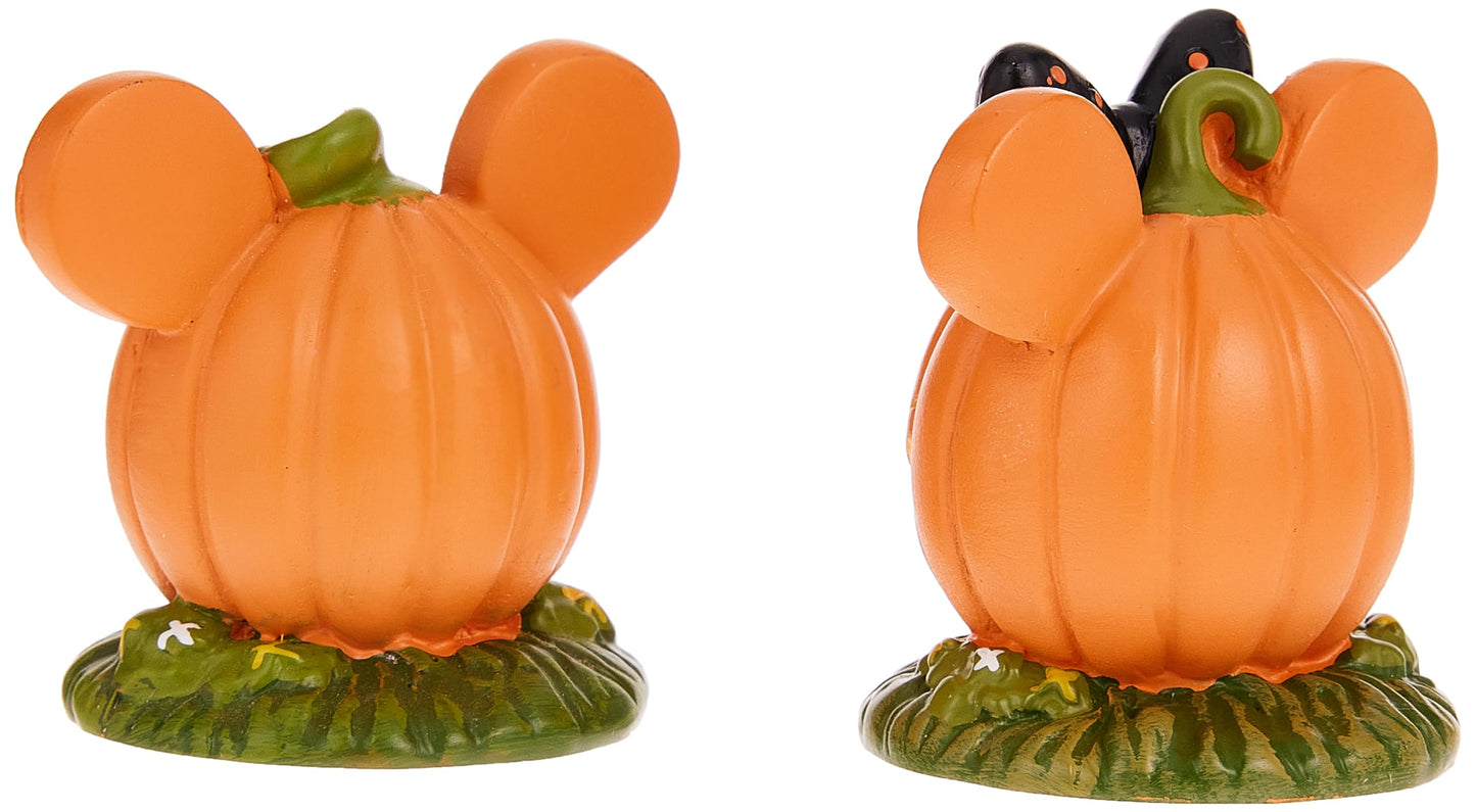 Disney Village Halloween Accessories Pumpkintown Mickey and Minnie Mouse Topiaires Figurine Set, 1.75 Inch, Multicolor