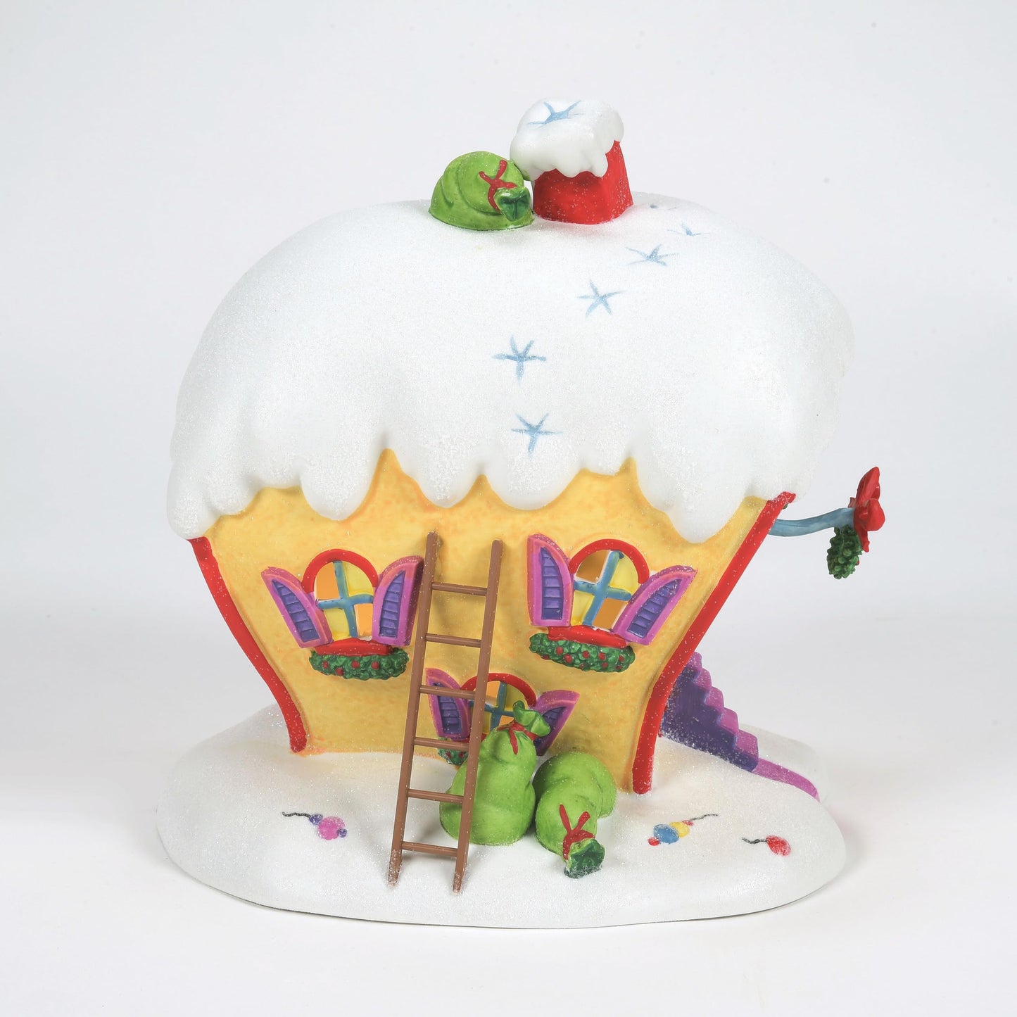 Dr. Seuss Grinch Village Cindy Lou - Who's House Lit Building, Collectible Christmas Village House Decor, Hand Painted Porcelain with LED Lights and Wall Cord, 7.48 Inch, Multicolor