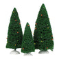,Plastic Accessories for Villages Green Twinkling Lit Trees Accessory Figurines (Set of 3)