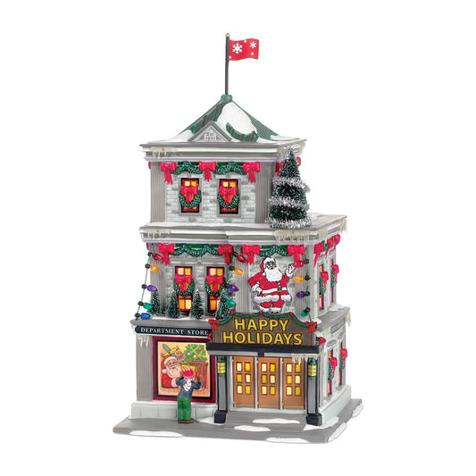 A Christmas Story Village Happy Holiday Department Store Lit Building 9.45 Inch