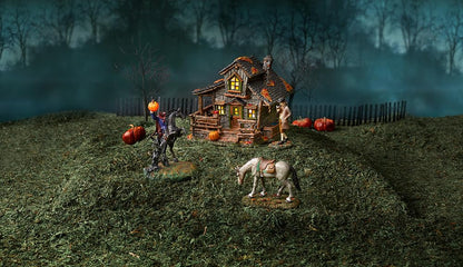Snow Village Halloween Sleepy Hollow Ichabod Crane's House Lit Building, 6.5 Inch, Multicolor