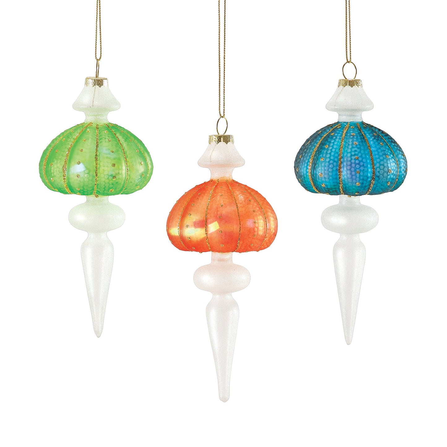 Gone to the Beach Glass Urchin Finial Ornament