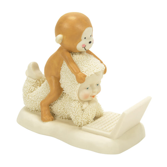 Snowbabies Storybook Get a Monkey Off Your Back Figurine, 3.27 Inch, Multicolor