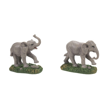 Dickens Village Accessories Zoological Gardens Elephants Figurine Set, 2.7 and 2.25 Inch, Multicolor