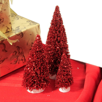 Village Collection Accessories Ruby Christmas Pine Trees Figurine Set, Various Sizes, Multicolor