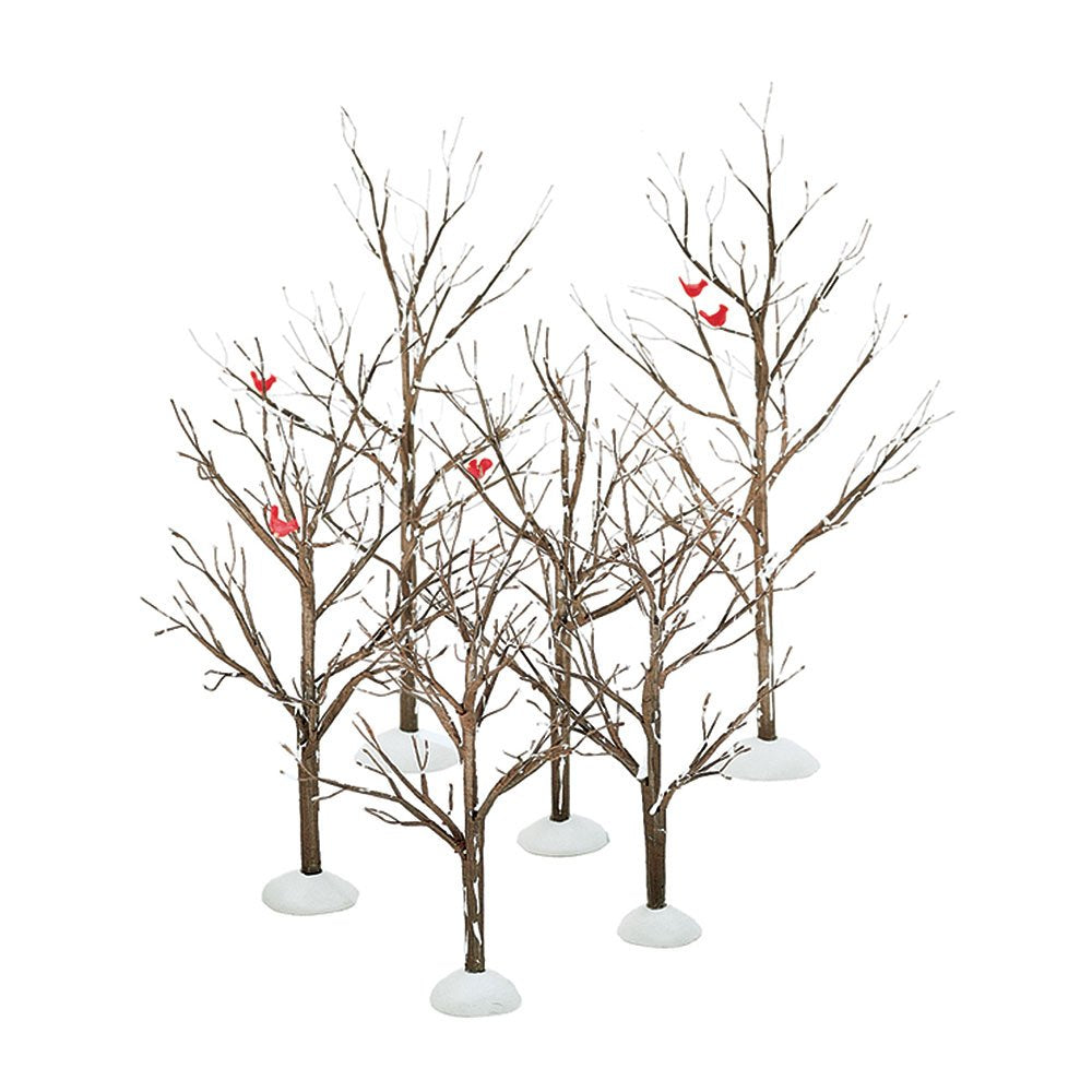 Steel, Paper, Plastic Village Bare Branch Trees Accessory Figurine (Set of 6)