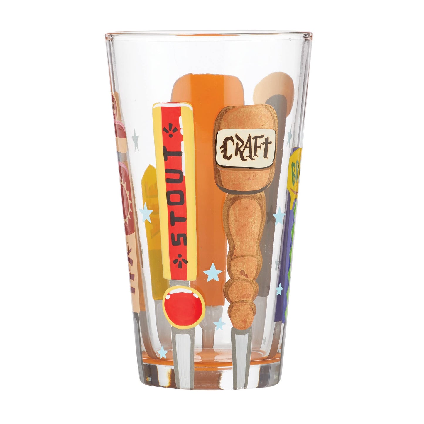 Designs by Lolita On Tap Hand - Painted Artisan Beer Pint Glass, 16 Ounce, Multicolor