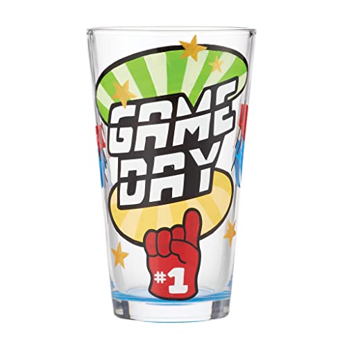 Designs by Lolita Game Day Hand - Painted Artisan Beer Pint Glass, 16 Ounce, Multicolor