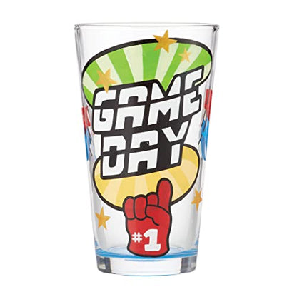 Designs by Lolita Game Day Hand - Painted Artisan Beer Pint Glass, 16 Ounce, Multicolor