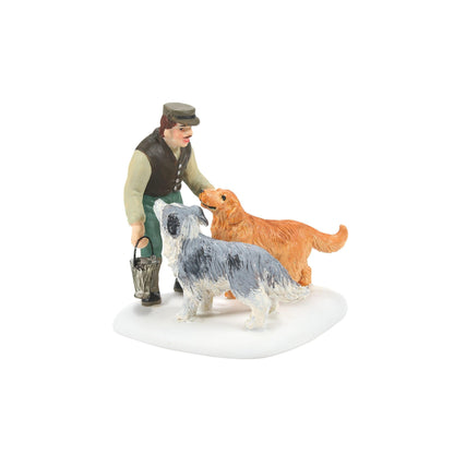Porcelain Dickens Village Accessories Man's Best Friends Figurine, 2.24 Inch, Multicolor