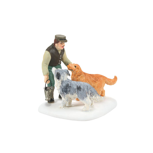Porcelain Dickens Village Accessories Man's Best Friends Figurine, 2.24 Inch, Multicolor