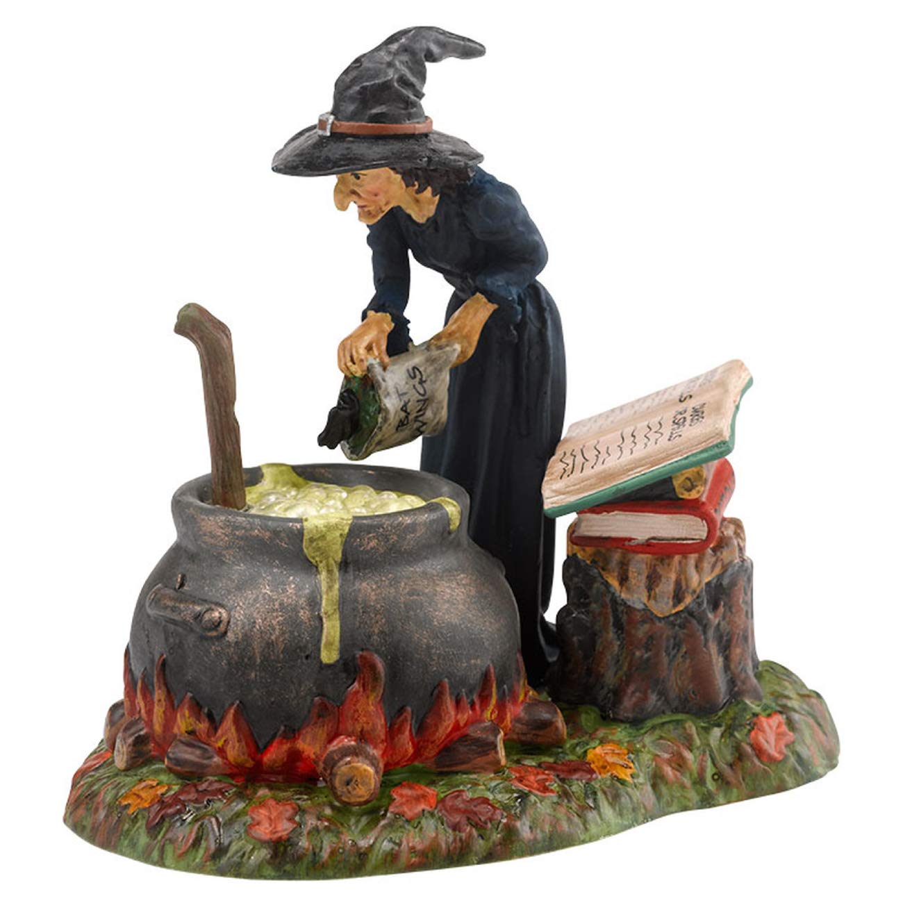 Snow Village Halloween Accessories Witch Hollow Fire Burn and Cauldron Bubble Figurine, 3.43 Inch, Multicolor
