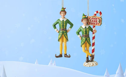 Elf by Jim Shore Buddy Classic Pose Hanging Ornament, 5.71 Inch, Multicolor