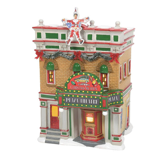 Original Snow Village National Lampoon's Christmas Vacation Premiere at Plaza Theatre Lit Building, 8.9 Inch, Multicolor