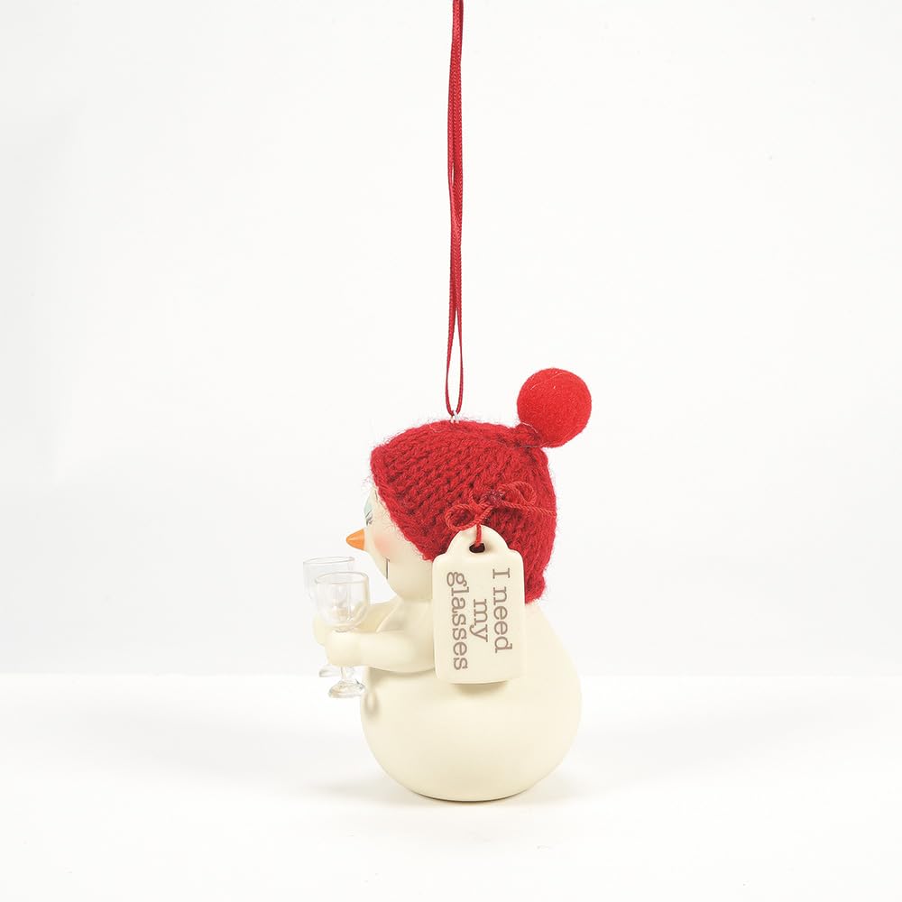 Snowpinions ‚ÄúI Need My Glasses‚Äù Porcelain Snowman Hanging Christmas Ornament, 3.25‚Äù