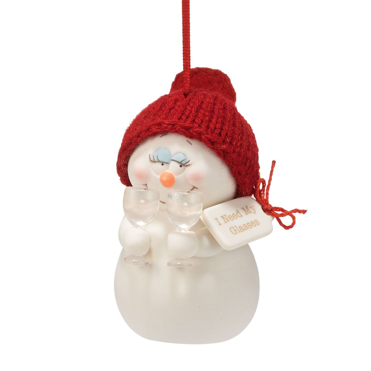 Snowpinions ‚ÄúI Need My Glasses‚Äù Porcelain Snowman Hanging Christmas Ornament, 3.25‚Äù