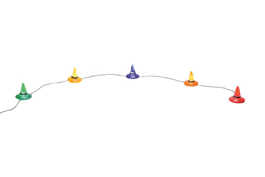 Village Halloween Accessories Witch Hats String of Lights Lit Figurine, 24 Inch, Multicolor