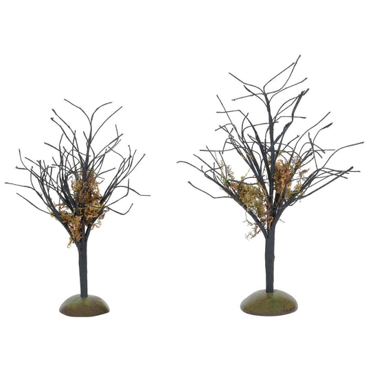 Village Collection Accessories Halloween Midnight Moss Trees Figurine Set, Various Sizes, Multicolor