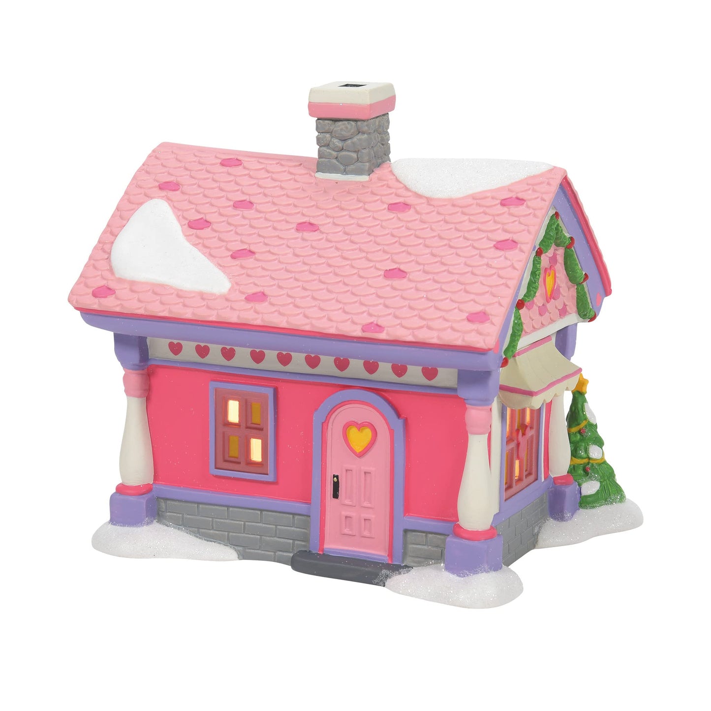 Disney Mickey Mouse Village Minnie's Shoe Boutique Lit House and Sign Figurine Set, 6.02 Inch, Multicolor