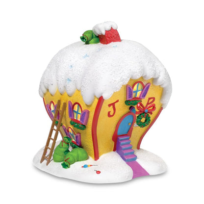Dr. Seuss Grinch Village Cindy Lou - Who's House Lit Building, Collectible Christmas Village House Decor, Hand Painted Porcelain with LED Lights and Wall Cord, 7.48 Inch, Multicolor