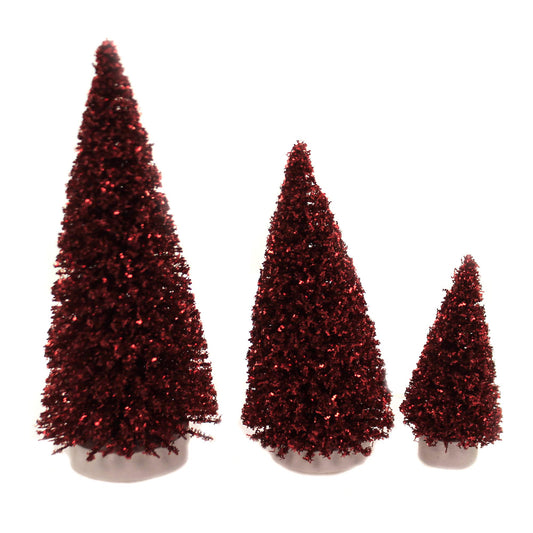 Village Collection Accessories Ruby Christmas Pine Trees Figurine Set, Various Sizes, Multicolor