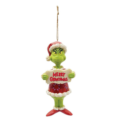 Jim Shore Dr. Seuss Merry Grinchmas Hanging Ornament, 5 Inch, Multicolor