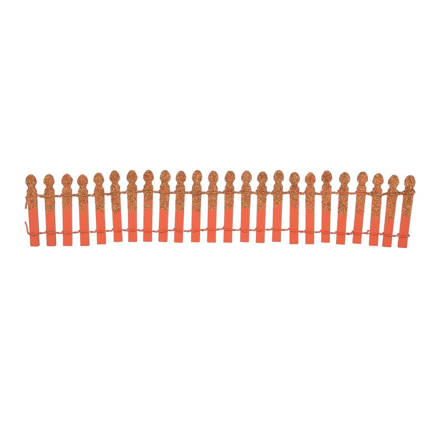 Village Accessories Halloween Miniature Glitter Fence Figurine, 2.2 Inch, Orange