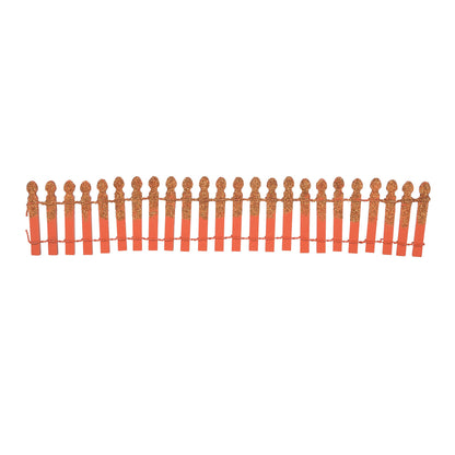 Village Accessories Halloween Miniature Glitter Fence Figurine, 2.2 Inch, Orange